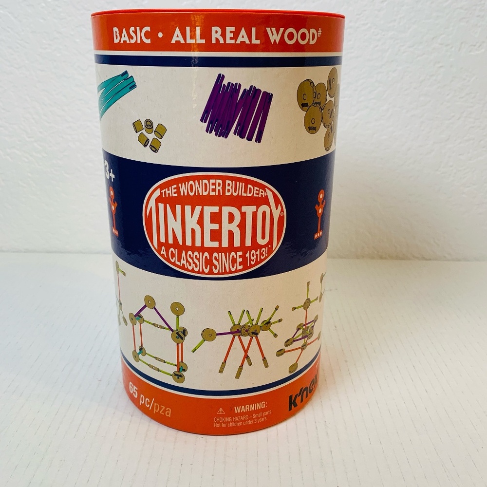 K'nex Tinkertoy 65 Pieces Complete Wood NEW Building Toy Boys Girls Unisex